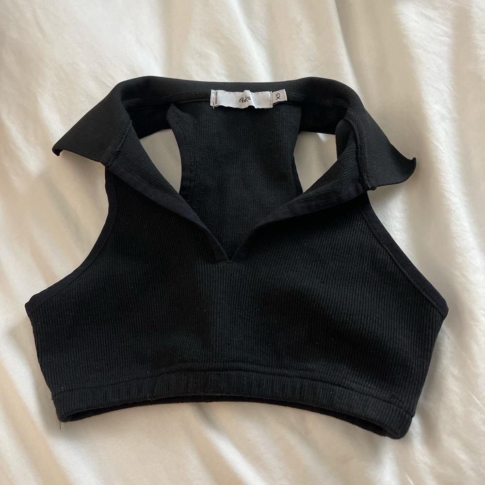 Adika Ribbed Collared Cropped Racerback - Picture 1 of 3